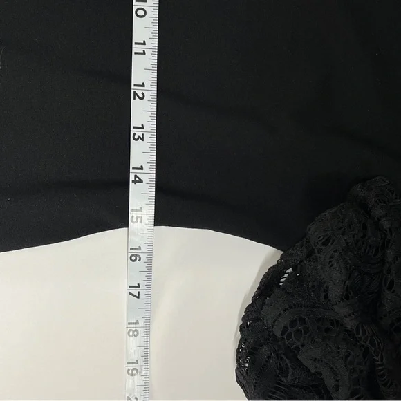 BAR III Women’s Size L Black Midi Dress Lace Bell Sleeves - Picture 6 of 7